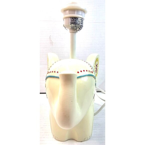 Levtex Elephant Ceramic Table Lamp With Hand-Painted Floral Details 2016 - Picture 4 of 9